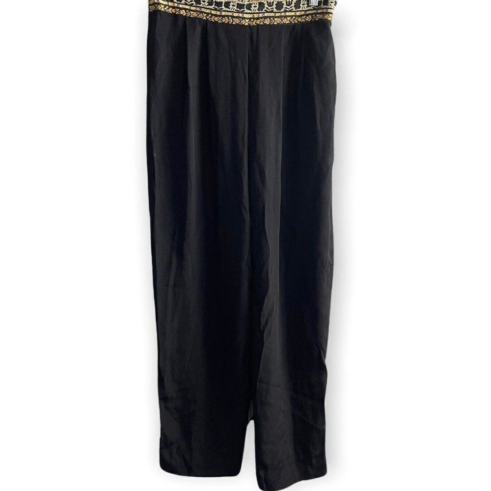 Melrose Crop Leg Pants Women's 14 Black Boho Casual Academia Gypsy Hippie VTG